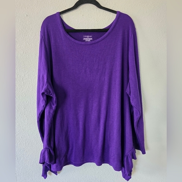 Lane Bryant Blouse Sz 26/28 Plus Women Purple Stretchy Casual - Picture 2 of 10